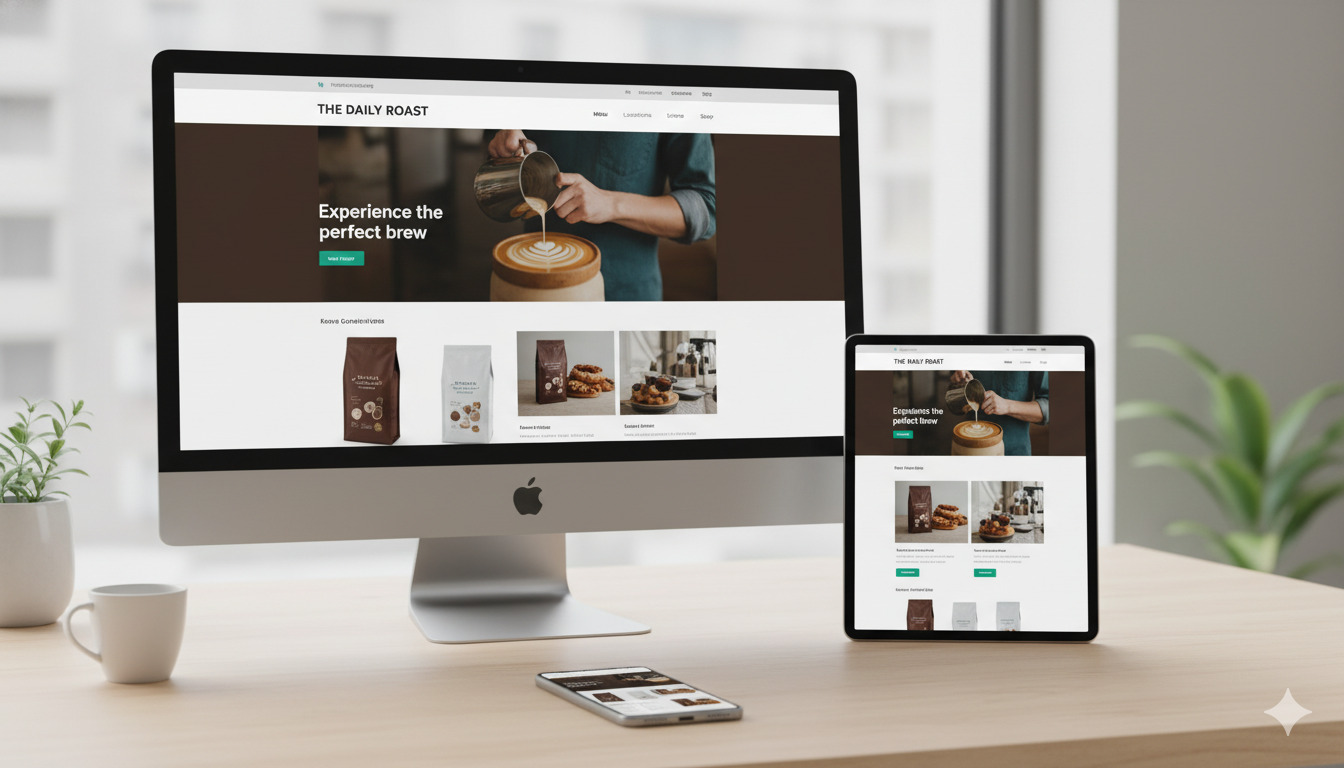 Responsive website displayed on multiple devices